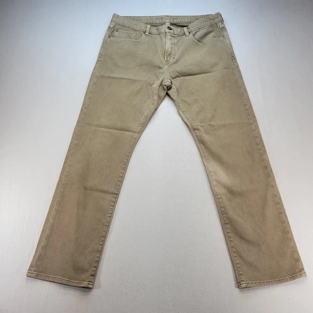 Banana Republic Traveler Jeans Mens 34x30 Khaki Slim Fit 5-Pocket Stretch Chino